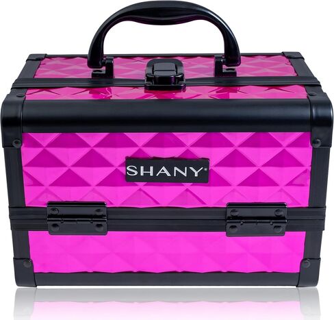SHANY Chic Makeup Train Case Cosmetic Box Portable Makeup Case Cosmetics Beauty Organizer Jewelry storage with Locks, Multi trays Makeup Storage Box with Makeup Mirror - Black in Kuwait