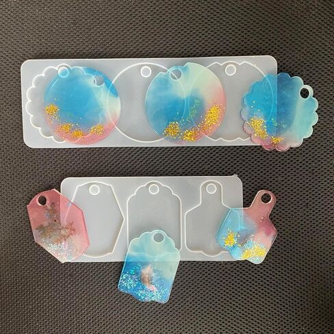 قطعتان من قالب الراتنج للوحة الاسم بوزن 40 أونصة غطاء كوب ستانلي 6 تجاويف غطاء بهلوان اسم العلامة قالب صب راتنجات الإيبوكسي DIY قلادة اسم مخصصة قالب سيليكون قالب تزيين الأكواب أداة صناعة يدوية in Kuwait