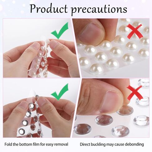 2032 Pcs Face Pearls Stickers Hair Gems Self Adhesive Pearl and Rhinestones Stickers 7 Sizes Hair Pearls Stickers for Makeup Nail Art DIY Crafts in Saudi Arabia