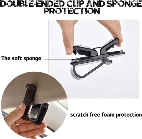 حامل نظارات JUSTTOP لواقي الشمس للسيارة، نظارة شمسية بأحجار الراين الكريستالية اللامعة قابلة للتدوير ذات نهايتين مزدوجتين مع مشبك بطاقة التذكرة - فضي in Kuwait