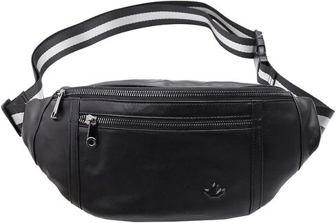 Triple Pocket fanny pack Genuine Leather waist bag slim shoulder bag Hip Purse Adjustable Belt strap Casual Pouch Outdoor Day bag (Hole Brown) in Kuwait
