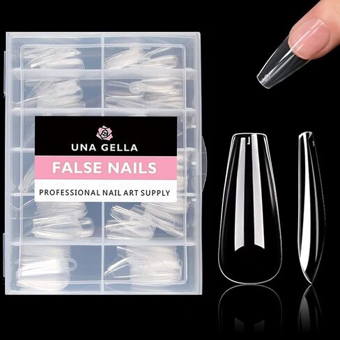 UNA GELLA Short Square Gel Nail Tips Full Matte 216 pcs Square Fake Nails Square Press on Nails Pre-shape Full Cover Acrylic Square Nails French False Nails 12 Sizes Soft Gel Tips in Saudi Arabia
