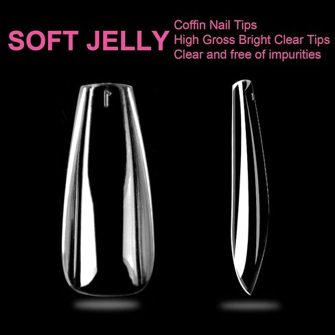 UNA GELLA Short Square Gel Nail Tips Full Matte 216 pcs Square Fake Nails Square Press on Nails Pre-shape Full Cover Acrylic Square Nails French False Nails 12 Sizes Soft Gel Tips in Saudi Arabia