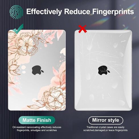 May Chen متوافق مع حافظة MacBook Air 13.6 بوصة A3113 M3 A2681 M2 Chip 2024 2023 2022 Release، غطاء حماية قوي بلمسة نهائية صلبة مع مسند قابل للطي وغطاء لوحة المفاتيح، عناصر زهرية in Saudi Arabia