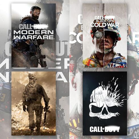 ملصق واجب الألعاب 8 قطع (مع 50 قطعة ملصقات) مقاس 16.5 × 11.5 بوصة لتزيين الحائط ملصقات Call of Du ty للغرفة الجمالية للألعاب الفنية لغرفة النوم وغرفة المعيشة ومطبوعات عالية الدقة للمعجبين in Saudi Arabia