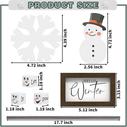 عيد الميلاد/الشتاء صينية ديكور، مرحبا الشتاء الخشب علامة ندفة الثلج ثلج خشبية ديكور الجدول علامات السماح لها النردات الثلجية لعيد الميلاد الشتاء الزينة in Kuwait