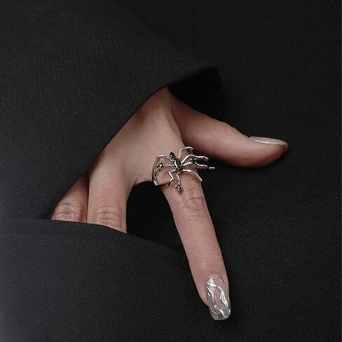 Xerling القوطية العنكبوت خواتم المفصل خمر هالوين خواتم الاصبع للنساء الأسود جوهرة الفضة خاتم المجوهرات الجمالية للفتيات في سن المراهقة (حلقة العنكبوت) in Kuwait