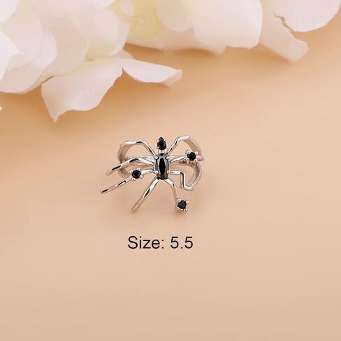 Xerling القوطية العنكبوت خواتم المفصل خمر هالوين خواتم الاصبع للنساء الأسود جوهرة الفضة خاتم المجوهرات الجمالية للفتيات في سن المراهقة (حلقة العنكبوت) in Kuwait