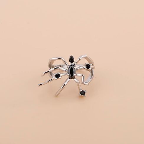 Xerling القوطية العنكبوت خواتم المفصل خمر هالوين خواتم الاصبع للنساء الأسود جوهرة الفضة خاتم المجوهرات الجمالية للفتيات في سن المراهقة (حلقة العنكبوت) in Kuwait