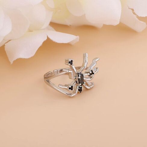 Xerling القوطية العنكبوت خواتم المفصل خمر هالوين خواتم الاصبع للنساء الأسود جوهرة الفضة خاتم المجوهرات الجمالية للفتيات في سن المراهقة (حلقة العنكبوت) in Kuwait