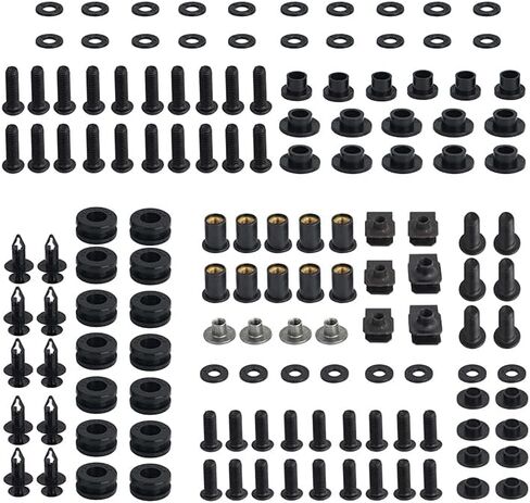Motorcycle Fairing Bolt Kit Possbay Complete Fairing Bolts Screws Kits Fit for Honda CBR600RR 2003-2004 Mounting Kits Washers/Nuts/Fastenings/Clips/Grommets (Black) in Saudi Arabia