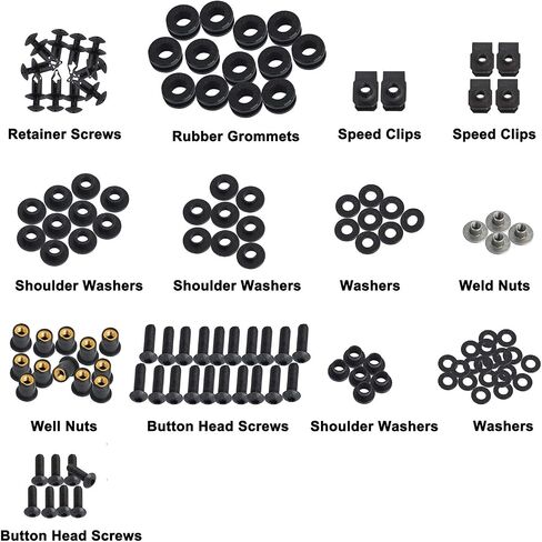 Motorcycle Fairing Bolt Kit Possbay Complete Fairing Bolts Screws Kits Fit for Honda CBR600RR 2003-2004 Mounting Kits Washers/Nuts/Fastenings/Clips/Grommets (Black) in Saudi Arabia