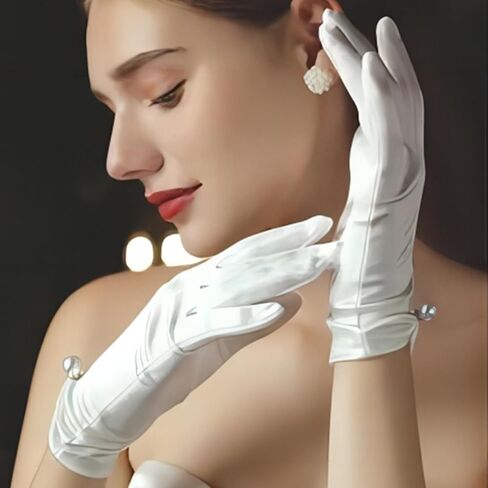 قفازات دانتيل بيج زهرية لحفلات الزفاف القصيرة من الدانتيل للنساء، قفازات أنيقة من الدانتيل للمعصم لعشاء الأوبرا in Kuwait