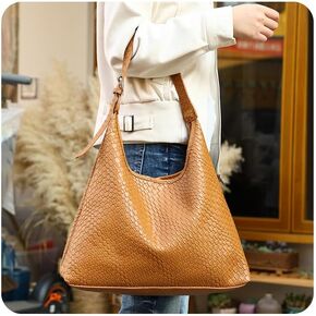 Woven Hobo Bags for Women Trendy Lightweight Soft Foldable Leather Tote bag for Women with Coin Purse Handbag