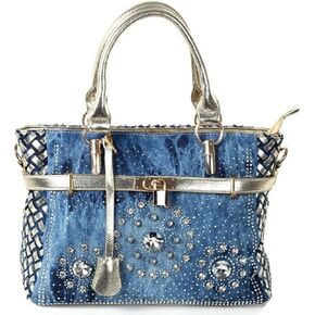 Denim Women Handbag Large Capacity Jean Tote Bag Shoulder Bags Fashion Crystal Diamond Bag Crossbody Bag