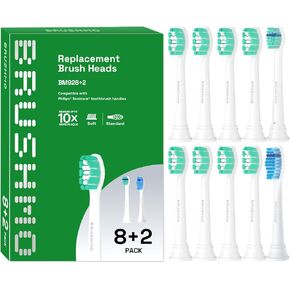 Brushmo Replacement Toothbrush Heads Compatible with Phillips Sonicare Electric Toothbrush Value Pack (8+2).