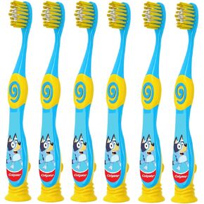 Colgate Bluey Toothbrush for Children with Suction Cup, Kids 2-5 Years Old, Extra Soft (Colors & Characters Very) - 1 Count