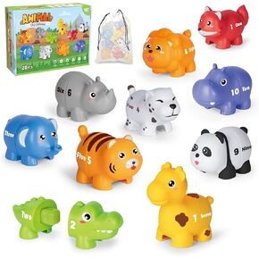 Learning Toys for 2 3 4 Year Old, 52 Pcs ABC Animal Alphabet Match Game with Uppercase Lowercase, 10 Different Animal Figures, Preschool Activities Montessori Fine Motor Toys for Toddlers Kids