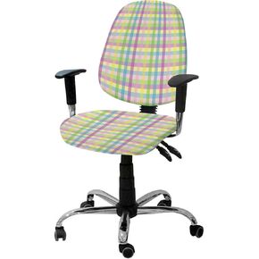Fall Thanksgiving 2 Pieces Computer Office Chair Covers Set,Stretchable Desk Rotating Chair Seat Cushion Slipcover Decorative Back Cover Orange Teal Grey Pumpkins Gold Maple Leaves Autumn Holiday