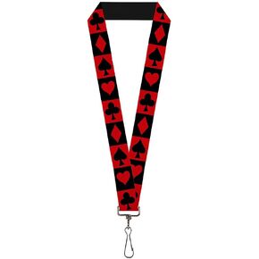 Buckle Down Lanyard-1.0-Alice in Wonderland Card Suits Red/Black