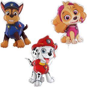 مجموعة من 3 بالونات من رقائق باو باترول من Toyland® - بالونات شخصيات مارشال وسكاي وتشيس - بالونات حفلات الأطفال