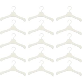 Abaodam 50pcs Doll Clothes Hanger Mini Clothes Hangers Metal Doll Outfit Hanger Miniature Doll Gown Dress Outfit Holder White