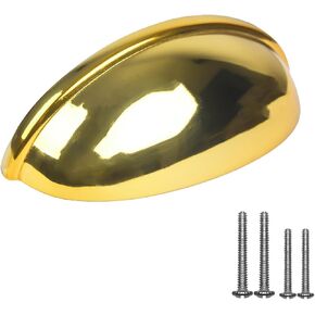 Cup Pulls for Cabinets and Drawers - 3 inch Hole to Hole - 10 Pack - Half Moon Cup Drawer Pulls - Gold Cup Pulls - Kitchen Cabinet Handles - Furniture, Kitchen & Cabinet Hardware