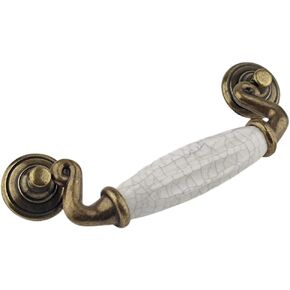 4 Pack 4 1/2" Drop Handle Ceramic Drawer Pull Antique Bronze Dresser Pull for Kitchen Cabinet Knobs 4.5 Inch 114mm Center to Center Spacing (4,4.5 in Hole Centers)