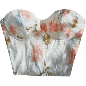 GORGLITTER Women's Strapless Bandeau Tube Top Floral Bustier Pirate Renaissance Corset Tops