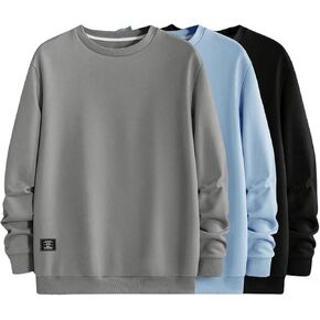 SOLY HUX Men's Sweatshirts Long Sleeve Crew Neck Basic Athletic Pullover Tops 3 Piece Set