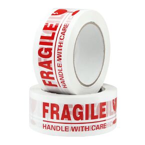 Fragile Marking Tape Handle with Care Shipping Packing Tape, 2 Inch x 330 Feet (110 Yards) 2 Roll, Heavy Duty Tape for Shipping and Moving Boxes