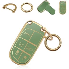 for Jeep Key Fob Cover Keychain Soft Full Protection Key Case Shell, Car Accessories for Man,Girls, Women, Compatible with Jeep Smart Key 3 4 5 Buttons Protector(Black)
