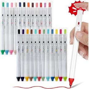 Clicks Washable Markers 24 Colors Clicks Retractable Tip Markers Set Washable Highlighters Coloring Markers Bulk for Boys Girls Arts and Crafts School Classroom Office Supplies
