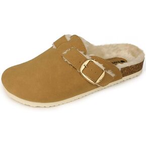 Sweechee Women's Cork Footbed Clogs with Soft Fur Lining, Comfortable Shearling Slippers Women's for Winter