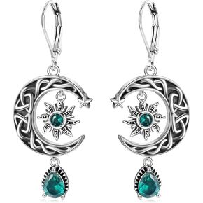 Sun and Moon Earrings Celtic Moon Dangle Drop Earrings Gothic Earrings Witch Halloween Jewelry Gifts for Women