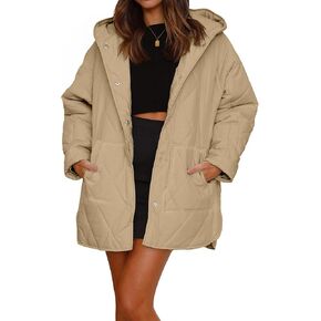 Long Jackets for Women Lightweight Warm Winter Coats for Women Diamond Quilted Hooded Puffer Jacket with Pockets