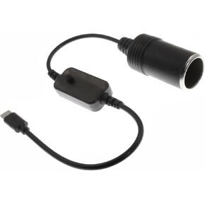 محول USB-C إلى 5 فولت/9 فولت/12 فولت/15 فولت/20 فولت مع مفتاح، محول من النوع C إلى ولاعة السجائر مع جهد قابل للتعديل - كابل طاقة لإلكترونيات السيارة، كاميرا داش كام، نظام تحديد المواقع العالمي، كاشف الرادار