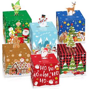 24 Pieces Christmas Gift Boxes 3D Xmas Candy Treat Box for kids Christmas Cookies Boxes Xmas Paper Goody Ornaments Santa Claus Boxes for Xmas Party Favors Supplies Christmas Tree Decoration (Kraft)