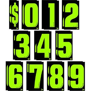 22 Pcs 7 1/2 Vinyl Number Decals Large Chartreuse Windshield Pricing Stickers Car Dealership Supplies 0-9 Car Lot Pricing Numbers for Auto Vehicle Window