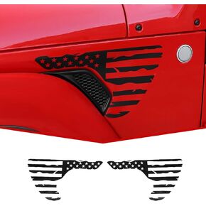 JeCar Side Fender Vent American Flag Vinyl Decals Distressed USA Flag Stickers Fit for Jeep Wrangler 2018-2024 JL JLU & 2020-2024 Gladiator JT, 1 Pair