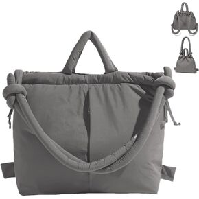 JOLLQUE Puffer Tote Bag for Women,Winter Backpack Handbag,Lightweight Autumn Puffy Carry On Work Bag,Padded Shoulder Bag