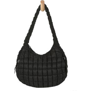 Quilted Puffer Tote Bag for Women Soft Puffy Large Hobo Crossbody Handbags Purse Lightweight Shoulder Bag