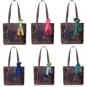 Leather Tote Bag, Purse Wrap, Bag Decor, Leather Tote Shoulder Bag for Womens Fashion Accessory,Women Sling Handbag With Lovely Scarf