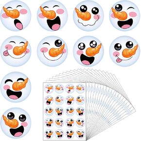 1000 Pieces Happy Snowman Stickers Christmas Stickers Snowman Roll Circle Face Stickers Winter Holiday Label Stickers Cute Seals Cards Fun Presents for Kids Xmas Party Decoration Supplies