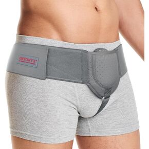 ORTONYX Inguinal Groin Hernia Belt for Men and Women with Removable Compression Pad and Adjustable Waist Strap, Hernia Support Truss for Inguinal, Incisional Hernias, Left/Right Side - Black S/M