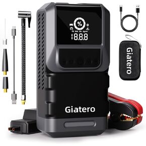 Q13 4000A Portable Car Jump Starter with Air Compressor 150PSI, Jump Start Battery Pack(10.0L Gas/8.0L Diesel), 12V Jump Box with 3 Modes Flashlight & Jumper Cable, Large LCD Display Power Bank