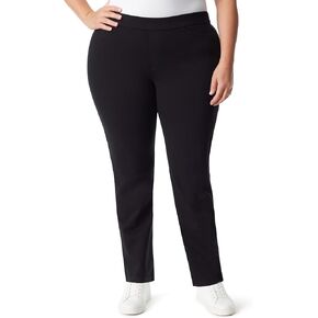 Gloria Vanderbilt Women's Pull on Trouser 4 Pocket Mid Rise Straight Leg Pant Plus