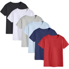 6-Pack Kids Cotton T-Shirts Short Sleeve Basic Tops for Boys and Girls