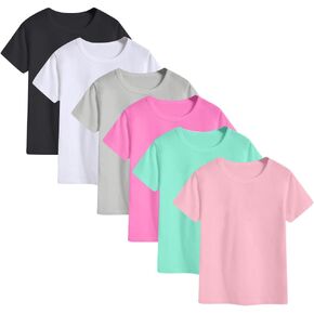 6-Pack Kids Cotton T-Shirts Short Sleeve Basic Tops for Boys and Girls