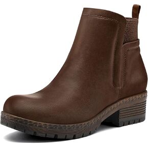 mysoft Women's Elastic Gore Lug Sole Chelsea Boots Slip On Platform Chunky Heel Ankle Booties